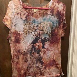 Women’s 2XL Live & Let Live Short Sleeve Blouse: Wild West